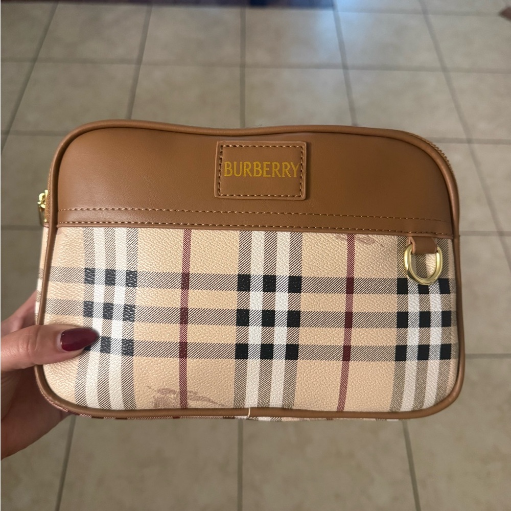 Plaid Tan and Cream Crossbody Bag